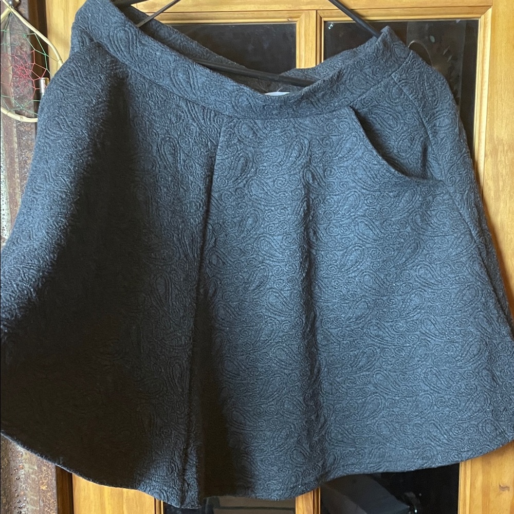 Connection 18 Black Textured Skater Skirt, Size M